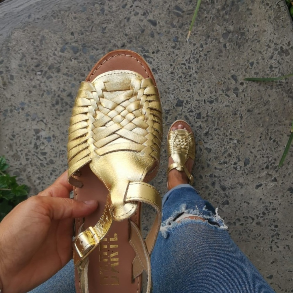 Gold huarache sandals